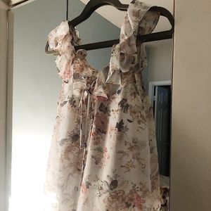 NWOT semi sheer ruffle floral blouse